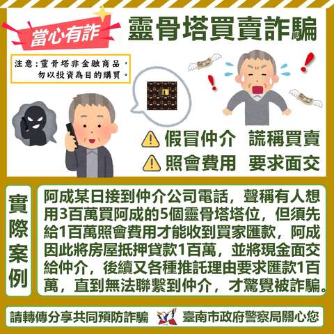 靈骨塔買賣詐騙