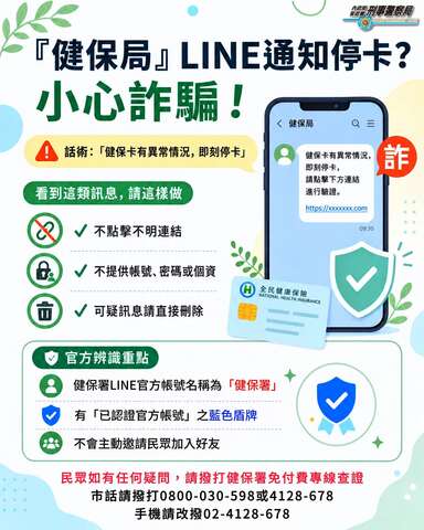 健保局LINE通知詐騙